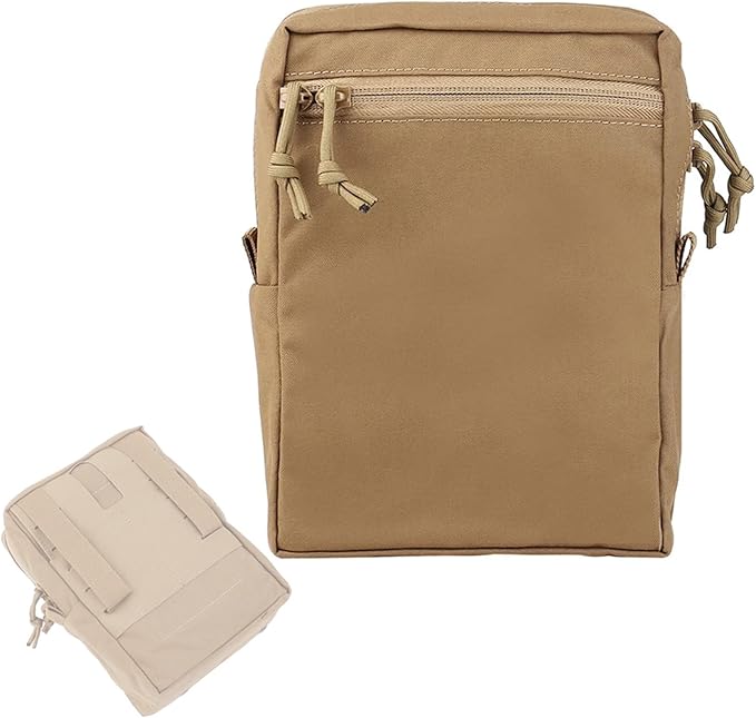 Tactical Tall GP Pouch - Large Capacity MOLLE General Purpose Utility Pack Abdominal/Back Panel Storage Bag for Hunting Tactical Gear(Coyote Brown)