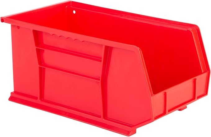 Hudson Exchange 15 x 8 x 7 (12 Pack) Plastic Stackable Storage Bin and Hanging Container Red
