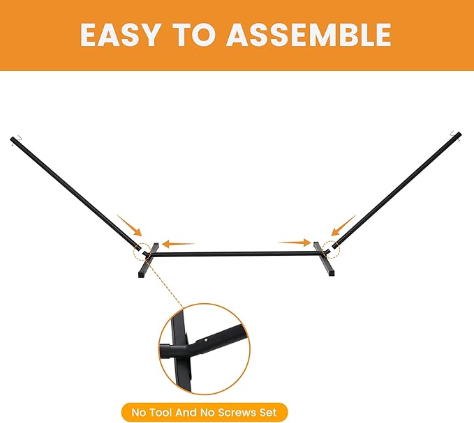 Lazy Daze Hammocks Portable 2 Person Heavy Duty Steel 12 FT Hammock Stand with Hooks and Chains for Outside Patio Backyard 450 Pounds Capacity Black