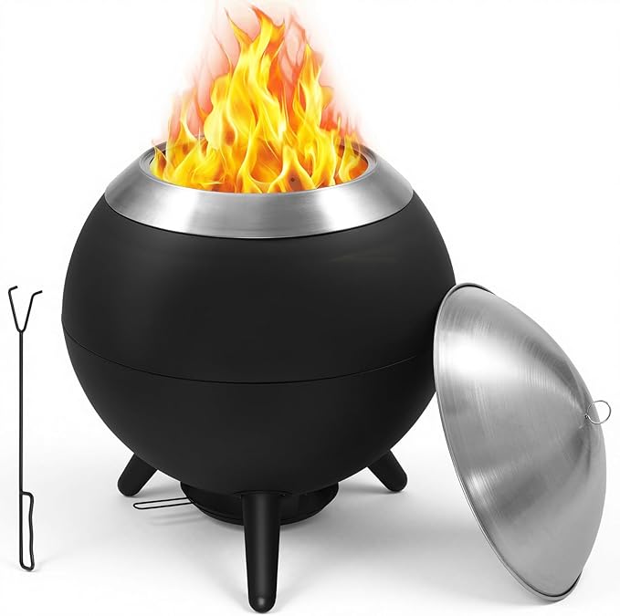 26 Inch Smokeless Firepit Outdoor Smokeless Fire Pit with Grill Waterproof Lid and Bag 2 in 1 Fire Pits for Outside Wood Burning Stainless Steel Potable Fire Pit for Bonfire Camping Picnic