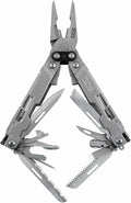 SOG PowerAccess Deluxe All-Around Heavy Duty Stainless Steel Multi-Tool w/Nylon Sheath Two Knife Blades Can &amp Bottle Opener Stone Wash