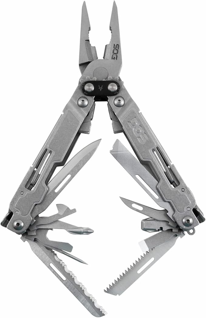 SOG PowerAccess Deluxe 21-in-1 Heavy Duty Stainless Steel Multi-Tool Bundle with MacV 12-in-1 Keychain Multi-Tool