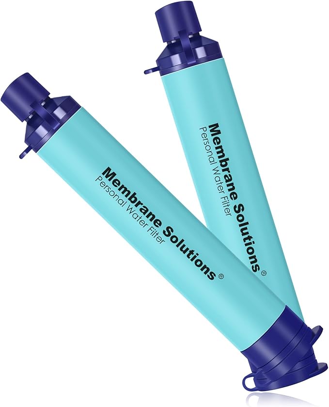 Membrane Solutions Straw Water Filter S1 NSF/ANSI 42&amp372&amp401 certificated Survival Filtration Portable Gear Emergency Preparedness Supply for Drinking Hiking Camping Team Family Outing
