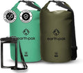 Earth Pak Waterproof Dry Bag - Roll Top Waterproof Backpack Sack (10L Seafoam Green &amp 10L Green)