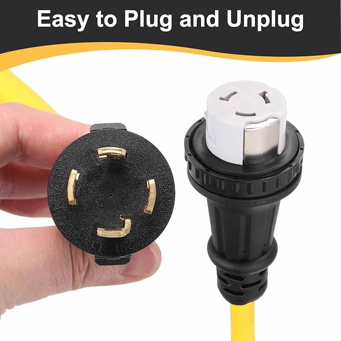 MECCANIXITY 15ft NEMA L14-30P to SS2-50R RV Marine Generator Transfer Switch Adapter Cord 30A Generator Extension Cord L14-30P Male to 50A Marine Shore Power SS2-50R Female 125V/250V