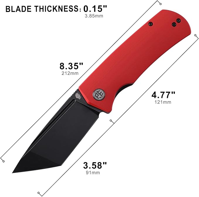 Petrified fish PFP01T Beluga3.58 K110 Stonewashed Blade 170g G10 Handle Front Flipper Liner lock Folding knife (Red G10 Black Stonewashed)