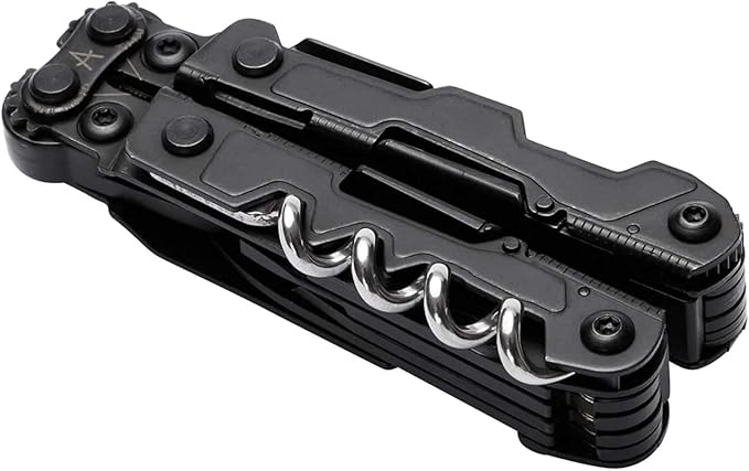 SOG PowerLitre Mini Utility Multi-Tool w/ 19 Lightweight Tools Compact 5 Inch Long Utility Tool with Knife Screwdriver Hex Bit Holder Black