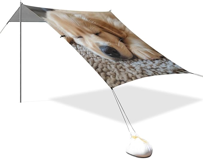 ALAZA Cute Golden Retriever Sleeping Beach Tent Sun Shelter Portable Canopy Sunshade for Outdoor Camping Picnics Backyard Fun 10x9 ft