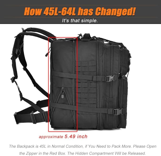 64L Large Tactical Backpack Military Backpack Tactical Bag Hiking Daypacks