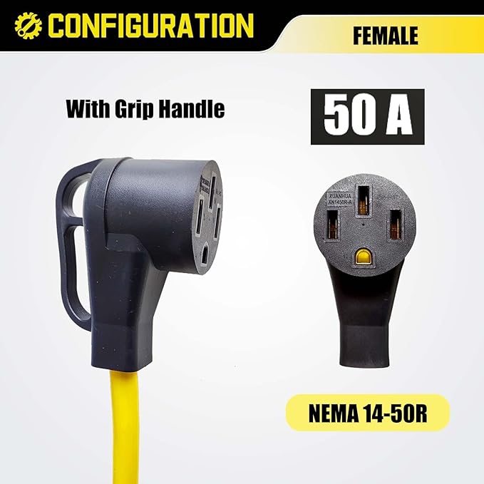 4 Prong Twist Lock 30 Amp to 50 Amp RV Adapter Cord 240V NEMA L14-30P Locking Male to 14-50R Female for Tesla EV