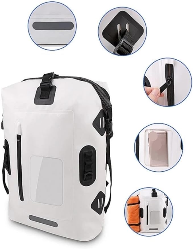 Waterproof Dry Bag 30L Waterproof Drift Bag Swimming Backpack Large River Trekking Shoulder Diving Wet Dry Rafting Canoeing Kayak PVC Camping Bag for SwimmingBoating(White)