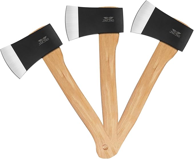 JXE JXO 14.2 Throwing Axe 3 Pack 1055 Carbon Steel Hickory Handle Great for Axe Throwing Recreation and Competition
