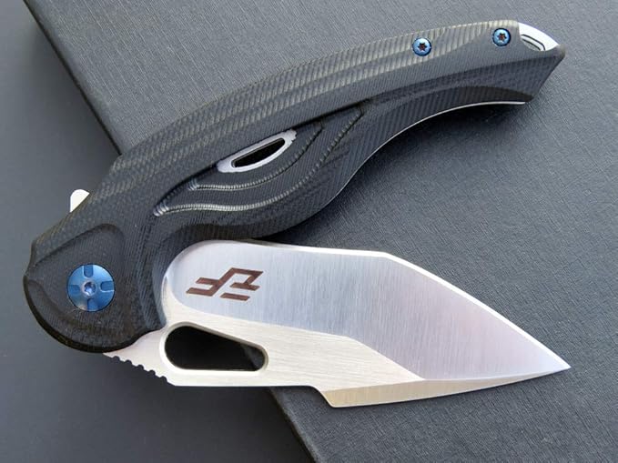 Eafengrow EF936 Pocket KnifeG10 Handle D2 Steel Blade Knife with Ball Bearing Safe Open Flipper Knife Liner Lock Tactical Tool Knives for Camping Survival Hiking (black)
