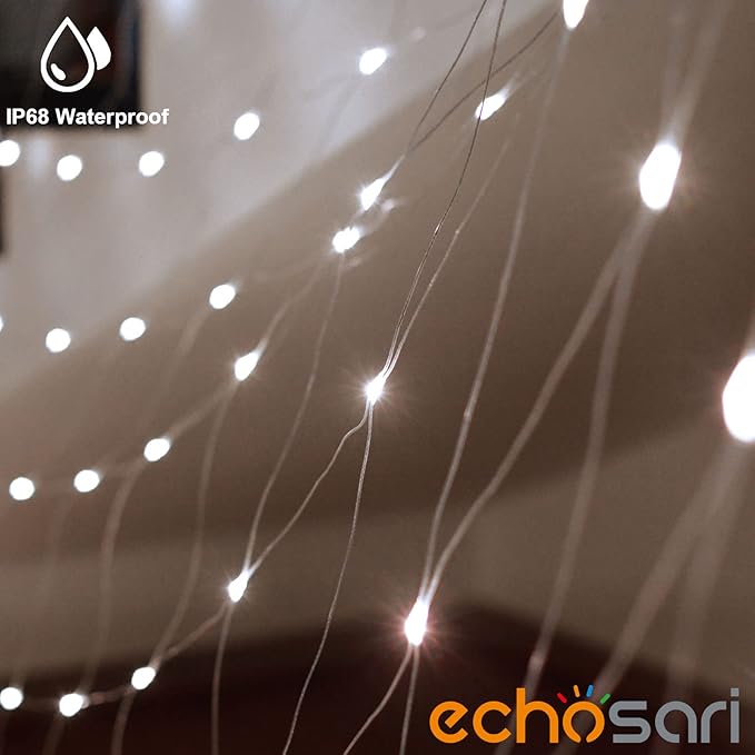echosari 720 LED Net Lights 20ft x 13ft Large Size Bush Lights Plug in with Remote IP68 Fully Waterproof Outdoor Net Light for Garden Backyard Wall Bush Trees Decor(Cool White)