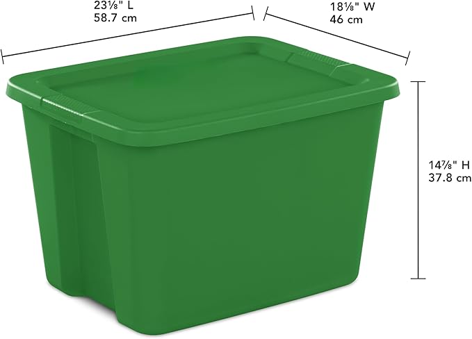 18-Gallon Plastic Storage Bins with Snap-on Lids – 8-Pack Home Organization Essential (Dark Green)