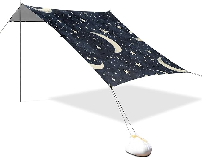 ALAZA Moon Stars Seamles Beach Tent Sun Shelter Portable Canopy Sunshade for Outdoor Camping Picnics Backyard Fun 10x9 ft