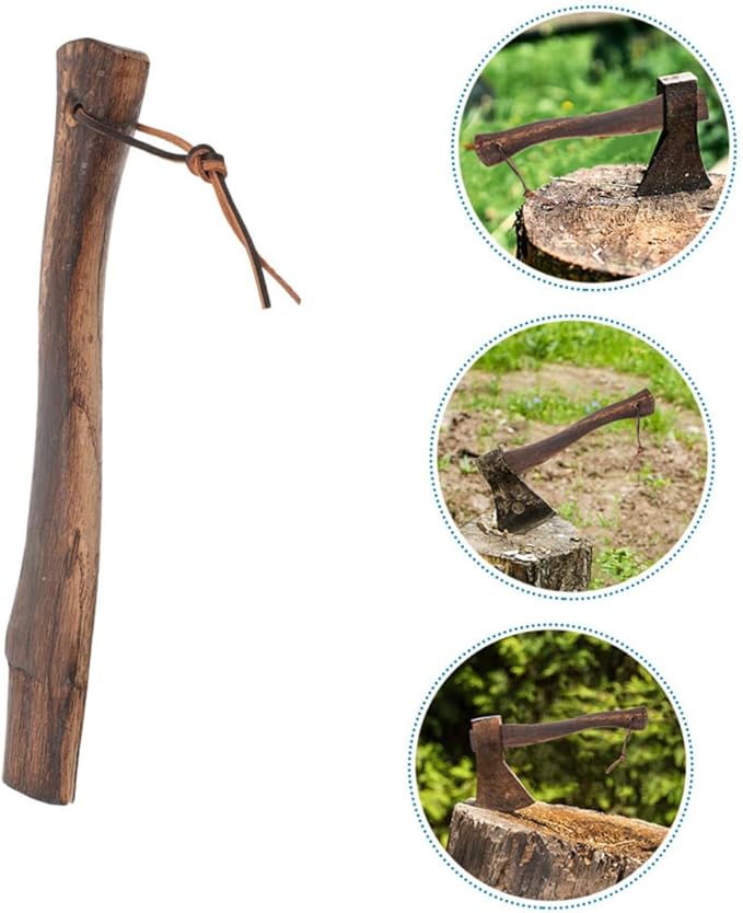 balacoo 6pcs Wooden Axe Grip Axe Handle Replacement Hardwood Handle for Firewood Gardening Hiking Hunting