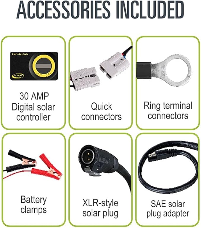 GoPower DuraLite 100-Watt Solar Panel with 30-Amp PWM Charge Controller Foldable High-Efficiency Monocrystalline Cells Expandable to 300-Watt Ideal for Camping RVs Campers ATVs Boats - Black
