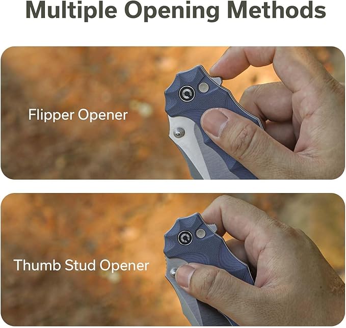 CIVIVI Natterjack Pocket Folding Knife 3.19 14C28N Blade G10 Handle with Reversible Clip Thumb Stud &amp Flipper Opener Knife for Camping Hiking EDC C24028-2 (Neutral Blue)