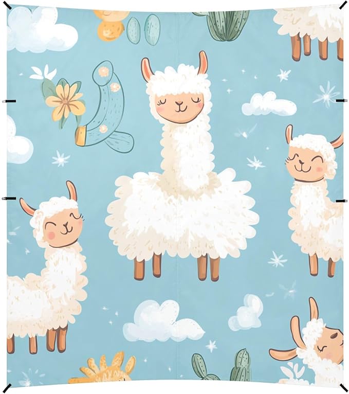 ALAZA Seamless Pattern Cute Llama Alpaca Beach Tent Sun Shelter Portable Canopy Sunshade for Outdoor Camping Picnics Backyard Fun 10x9 ft