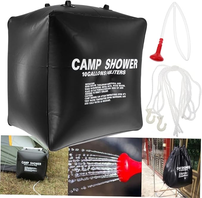 1 Set Solar Heating Shower Bag Outdoor Camping Water Bag for Warm Showers Anywhere Nozzle and Hose for Hiking and Beach Activities