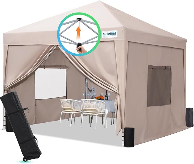 Quictent Privacy 8x8 Pop up Canopy Tent with Sidewalls and Roll-up Ventilated Windows One Person Easy Setup Outdoor Commercial Gazebo Shelter Enclosed Waterproof Bonus 4 Sandbags