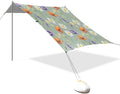 xigua Wildflowers Beach Tent Sun Shelter with Carrying Bag - Silver Coated Oxford Fabric Beach Canopy for Beach Camping Fishing - Includes Windproof Ropes Sandbags &amp Stakes