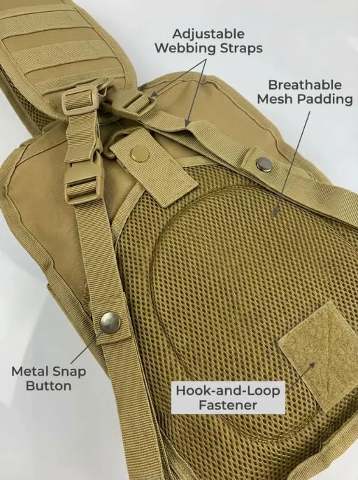 SMONT Coyote Brown Tactical Sling Bag - MOLLE Compatible Daypack Small Durable Backpack for Hiking Commute Work/EDC - Assault Range Bag Crossbody Chest Pack Single Shoulder Pack in Coyote