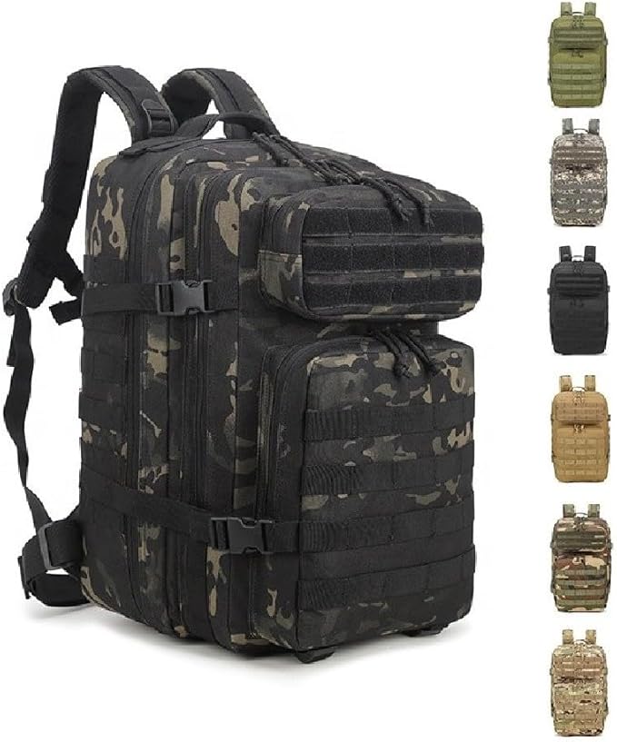 Backpack 40L Outdoor Travel Hiking Operator Waterproof Molle Tactical Rucksack Gear Tactical Backpack Bag. (CAMO OLIVE)
