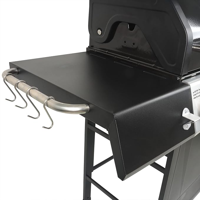 Grill Boss 4 Burner Propane Gas BBQ Portable w/ Lid Wheels &amp Side Shelves Black - Grilling Accessories and Equipment for Camping Tailgating Outdoor Barbecue and Cooking