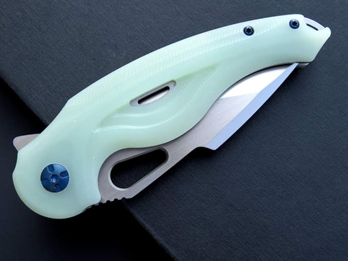Eafengrow EF936 Pocket KnifeG10 Handle D2 Steel Blade Knife with Ball Bearing Safe Open Flipper Knife EDC Tool Knives for Camping Survival Hiking (jade)