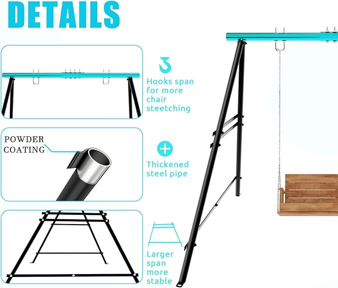 Swing Stand Frame Swing Sets for Backyard Hammock Chair Stand Only Max Load 550Lbs for Patio Playground Park(Swing not Included)