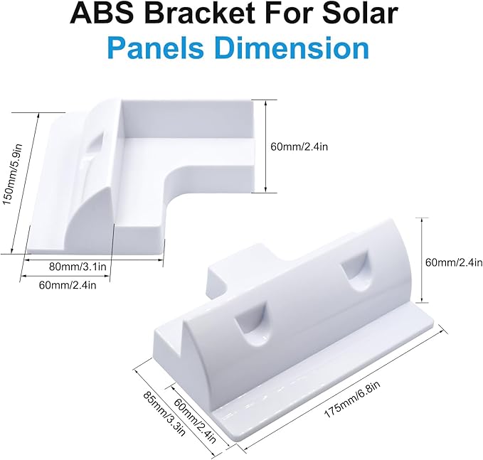 Solar Panel Mounts Bracket Set of 4pcs (White) Drill Free ABS Corner Roof Brackets Mounting Kit Durable Solar Mount Rack Accessories for RVs Trailers Boats Yachts Vans Carports