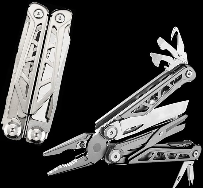 Multi-Purpose Pocket Knife Pliers Kit Durable Stainless Steel Multi-Plier Multi-tool for Survival Camping Hunting (black)