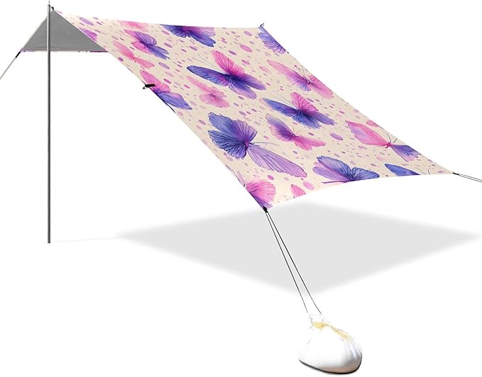ALAZA Dreamy Butterfly Pattern Beach Tent Sun Shelter Portable Canopy Sunshade for Outdoor Camping Picnics Backyard Fun 10x9 ft