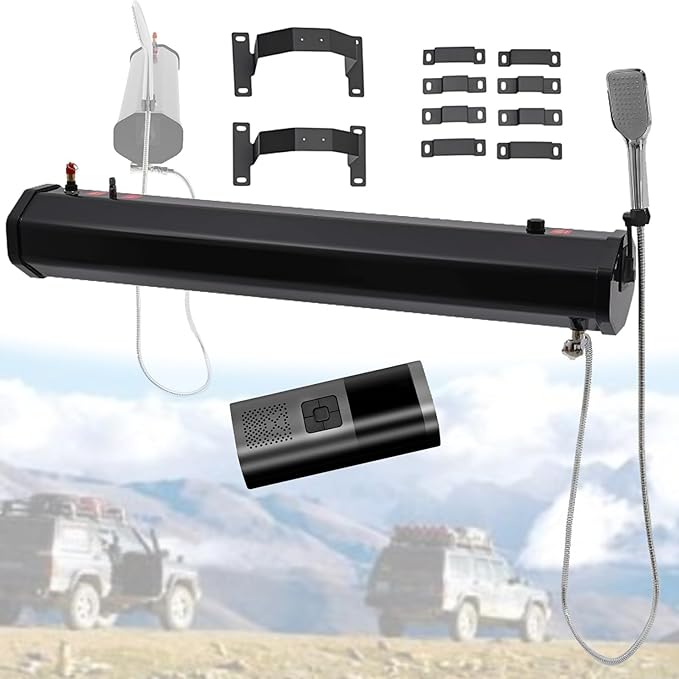 Self-Pressurized Water Tank for High Pressure Showers Ideal for Camping Hiking Car Wash Pet Cleaning and Beach Vacations