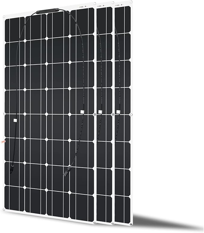 300W Flexible Solar Panel (3pcs 100w) 24V/12V Solar Panel Monocrystalline Silicon Photovoltaic Solar Charger is Suitable for RV Yacht Camping and Other Uneven Surfaces