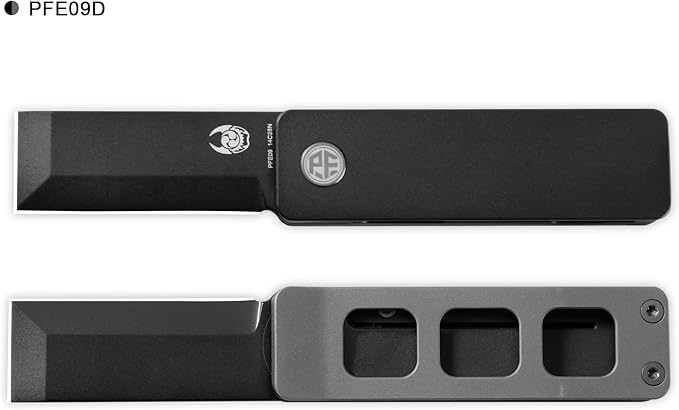Petrified fish PFE09 Cash Folding Knife1.81 14C28N Satin Blade 1.69oz Titanium Handle Front Flipper Pocket knife for EDC (Black)