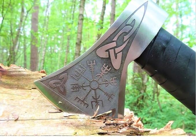 Hatchet Axe Handmade Carbon Steel Viking Axe Real Bearded Hatchet Blade Camping Hatchet Axe Bearded Axe with Wooden Handle Viking Throwing Axe Vikings Hatchet with SheathViking Gifts for Men