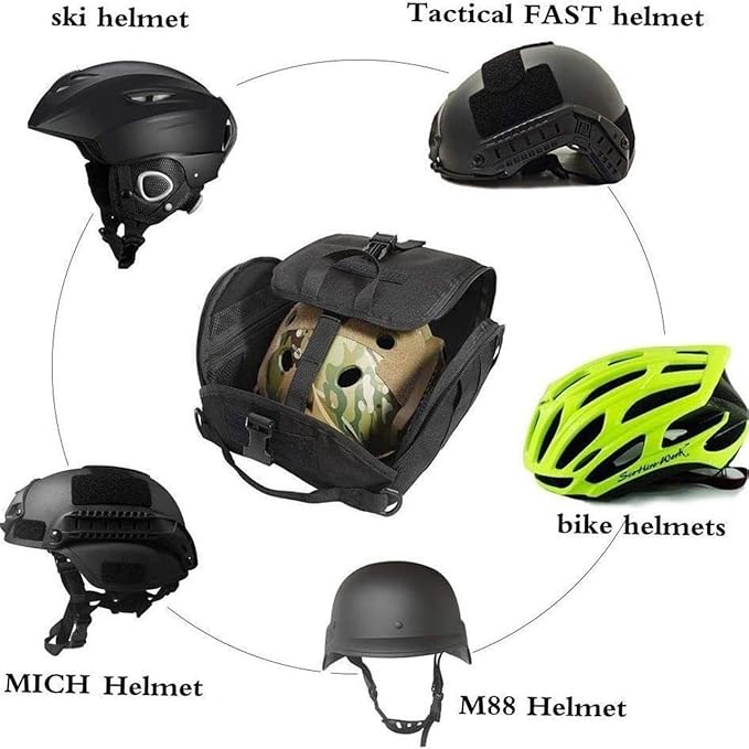 Tactical Helmet Padded Storage Bag 6L Expandable MOLLE Pouch Waterproof with Anti-Scratch Lining Multi-Purpose