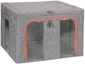 Foldable Large Storage Bin with LidInner Waterproof Film Closet Cube4 Thick Metal Frames 2Open Windows Zippers Container Organizer for Blanket BinQuiltClothesBooksLarge Cubes(66 L).