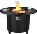 TLSUNNY 42in Propane Fire Pit Table 50000 BTU Auto-Ignition Outdoor Patio Fire Pit with Waterproof Cover Blue Fire Glass &amp Convertible Lid – CSA Certifiedfor Patio BalconyGarden