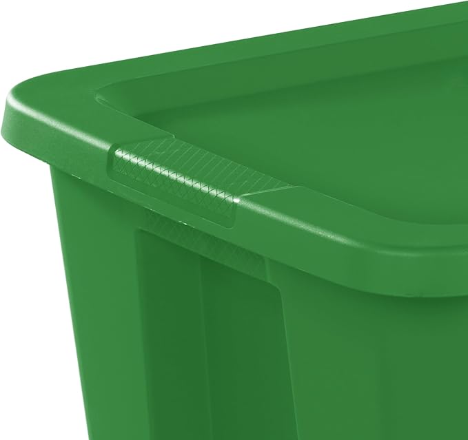 18-Gallon Plastic Storage Bins with Snap-on Lids – 8-Pack Home Organization Essential (Dark Green)