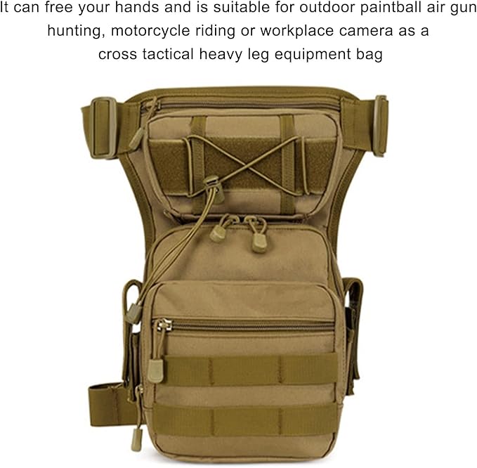 Tactical Drop Leg Bag for Men Women Military Thigh Pouch Outdoor Motorcycle Riding Hiking Waist Fanny Pack Travel Bag(Brown)