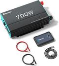 Renogy Inverter P2 700W Pure Sine Wave Inverter 12V DC to 120V AC Off-Grid Solar Power Converter for Home RV Truck Camping with Built-in 5V/2.1A USB Port AC Hardwire Port Remote Controller
