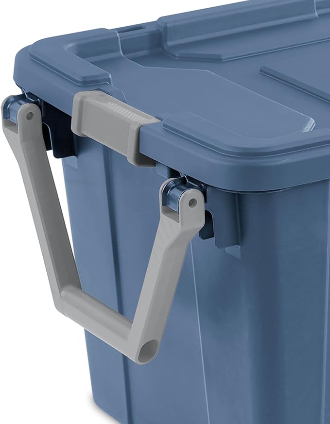 2PCS 40 Gallon Industrial Tote Plastic Storage Bins Wheeled Large Storage Box Set Green Black Blue Grey (Blue)