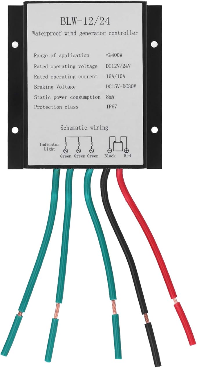 Wind Turbine Charging Controller High Efficiency IP67 Waterproof 10-16A DC12/24V Aluminum Alloy Generator Controller (for Wind Turbine)