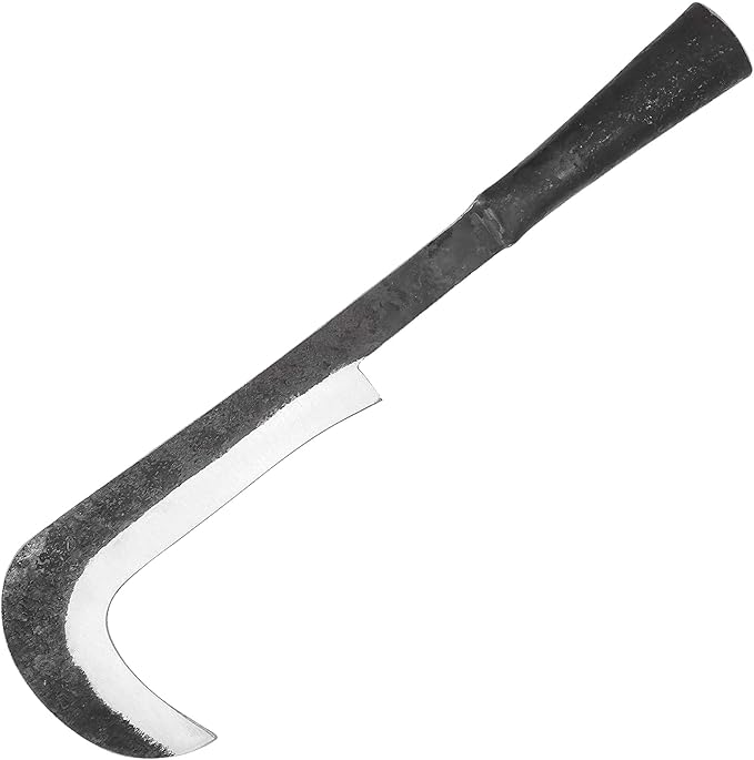 MedievalDepot Harvests Fury Hand Forged High Carbon Steel Medieval Billhook Spearhead – Overall 13 with Leather Sheath – Farm Tool Inspired Spear Head for Collectors