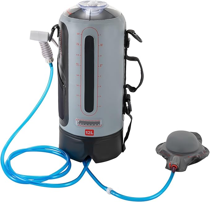 Camping Shower Solar Shower Garden Shower with Pump 3 Gallon 12L Shower Head Portable and Detachable Hose Shower Bag Shower for Hiking Outdoor Climbing