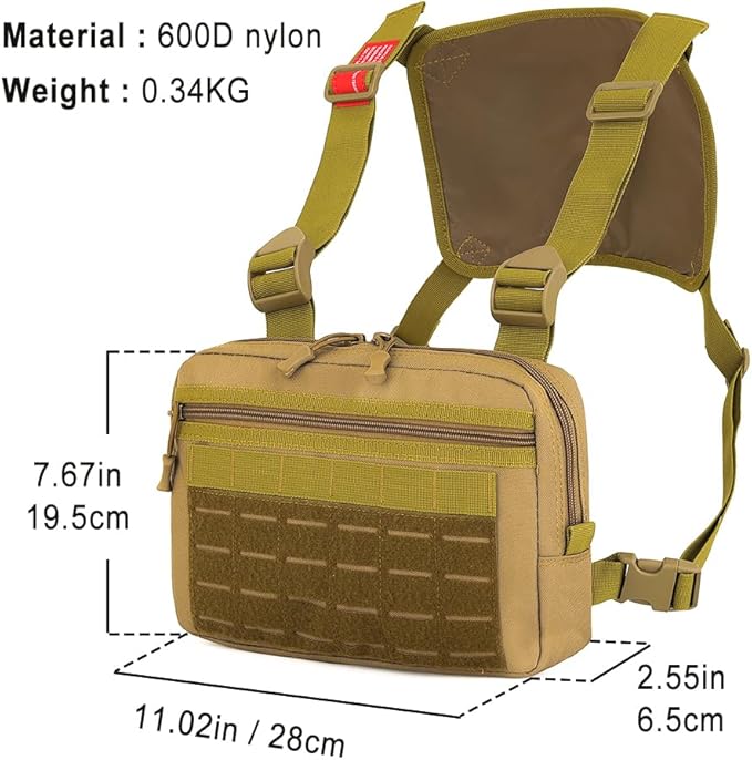 MiOYOOW Tactical Chest Rig Bag Waterproof Sports Utility Chest Pack Molle Running Chest Vest Bag for Running Hiking Cycling